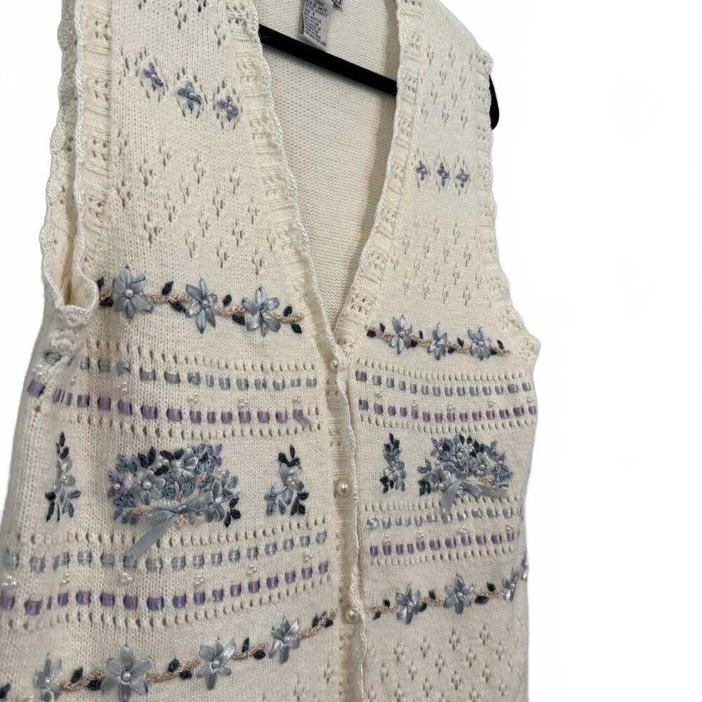 Vintage White Cream pastel Granny Knit Sweater‎ Vest